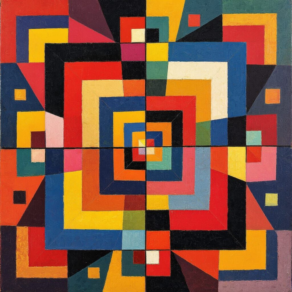 Abstract Art in Klee Style with Colorful Squares