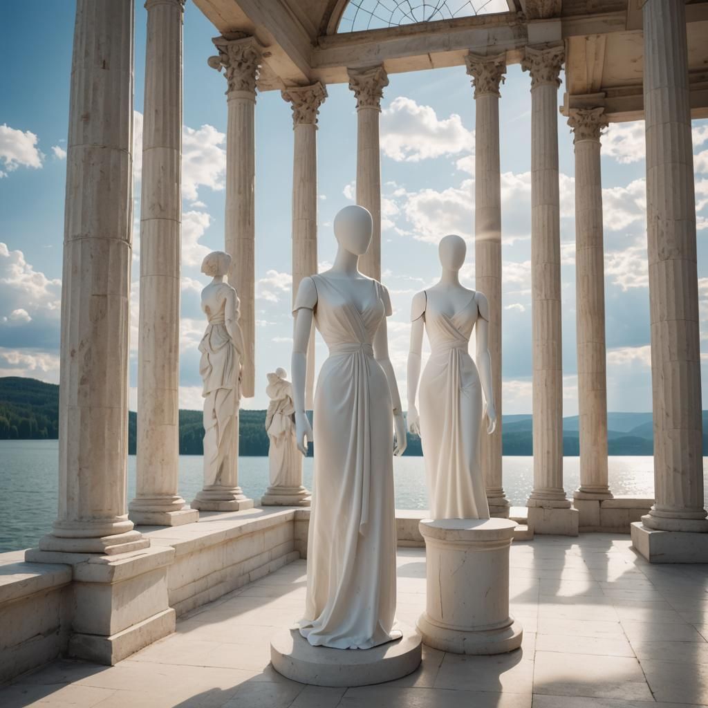 White Faceless Mannequins in Divine Sunshine