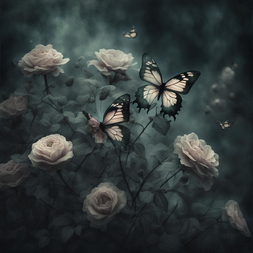Eerily Beautiful Decaying Flowers in Dark Fantasy Style