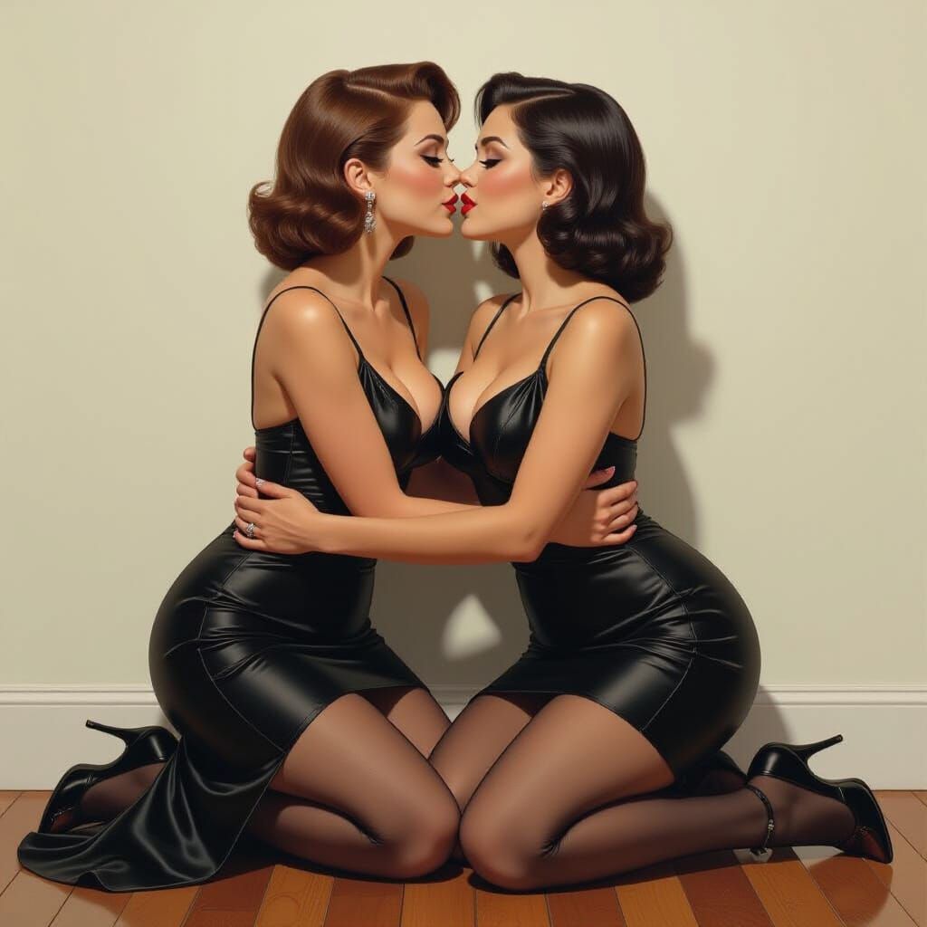 Brunettes Embrace: Hyperrealistic Image with Elegant Details