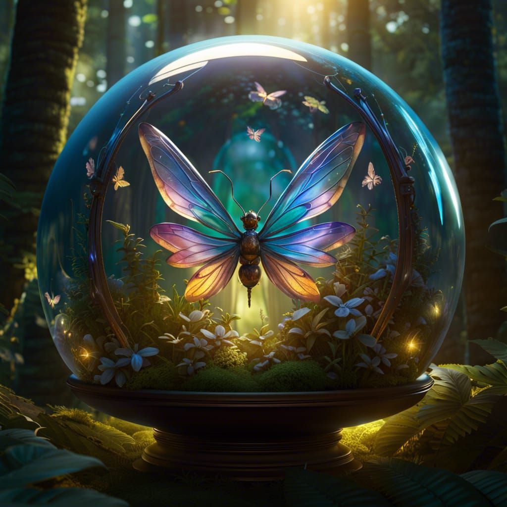 Ethereal Fairy in Glass Globe: Hyperdetailed Concept Art