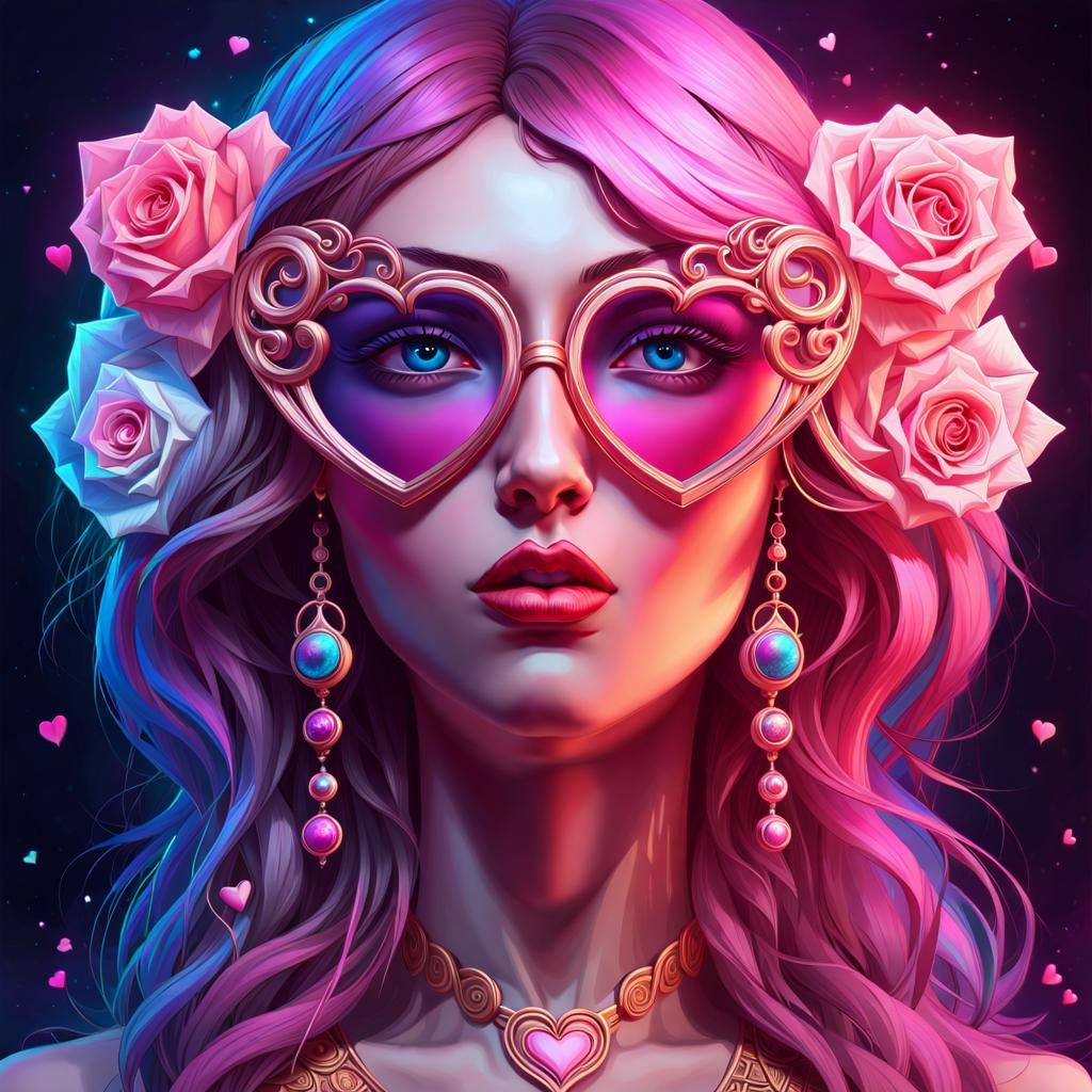 Psychedelic Portrait with Rose-Colored Glasses, 8K