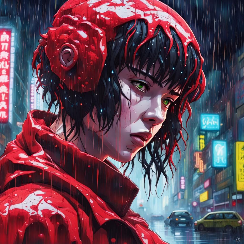 Ghost in the Shell Anime Art: Neon Cityscape