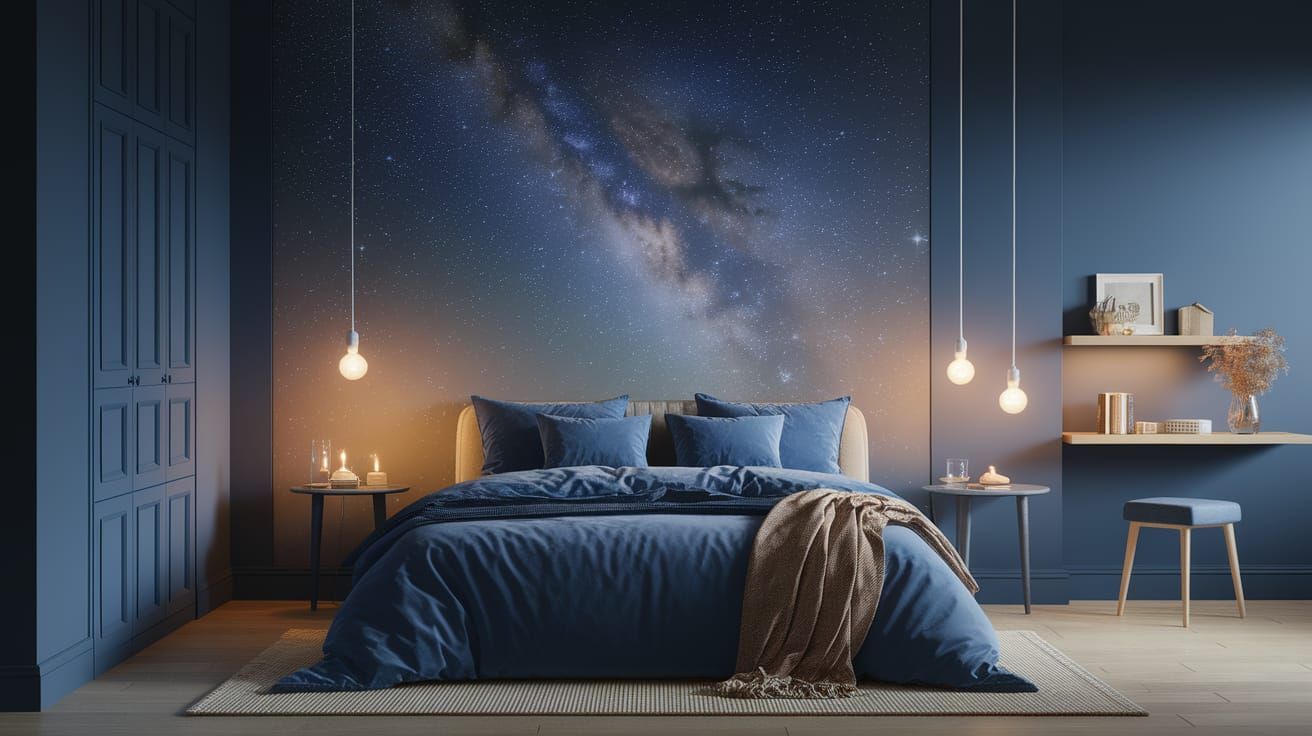 Dreamy Starry Night Bedroom Interior