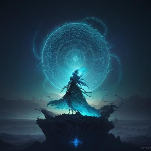 Mystic Being in Turquoise Dreamscape