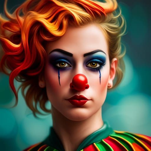 Detailed Clown Portrait in Digital Art Style