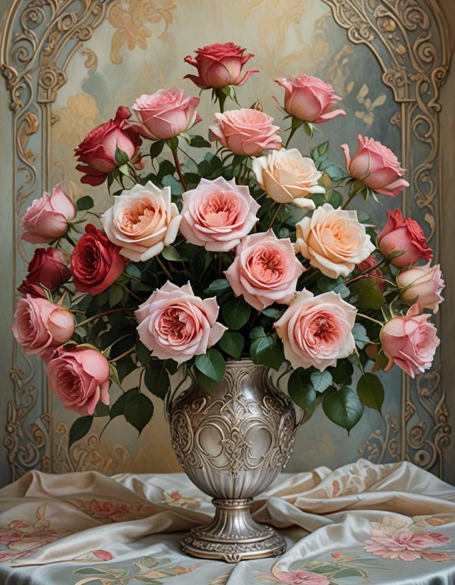 Romantic Bouquet in Watercolor Style