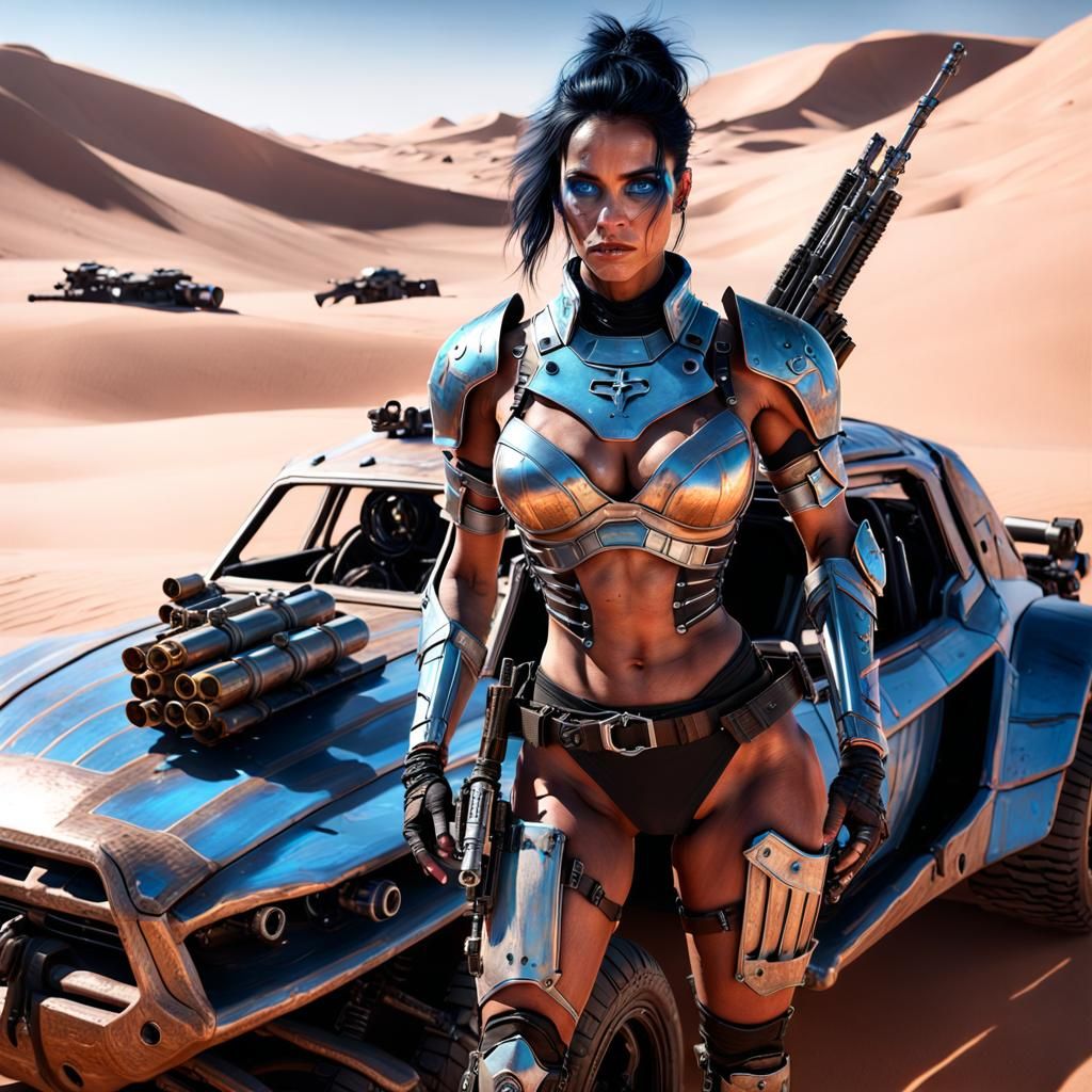 Desert Heroine in Mad Max Style, 3D Render