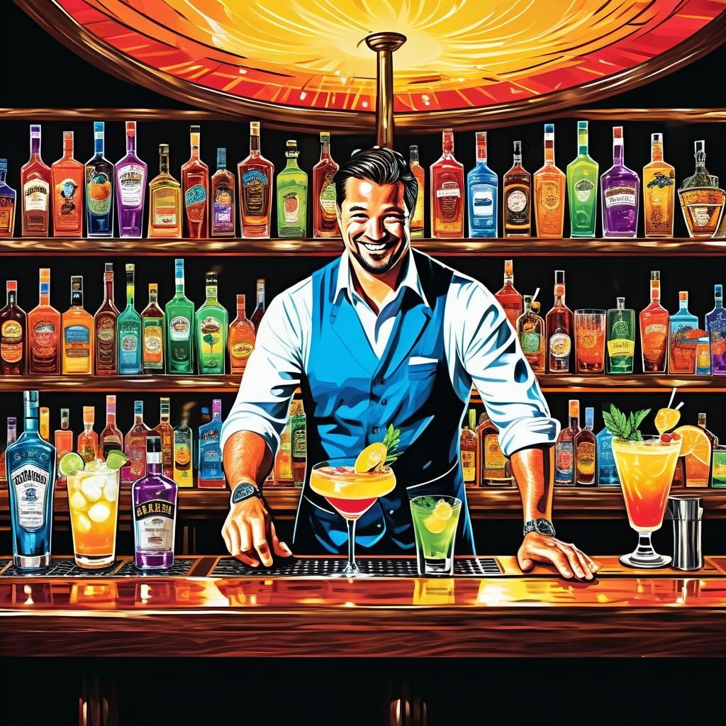 Bartenders Crafting Cocktails in Hyperrealistic Style