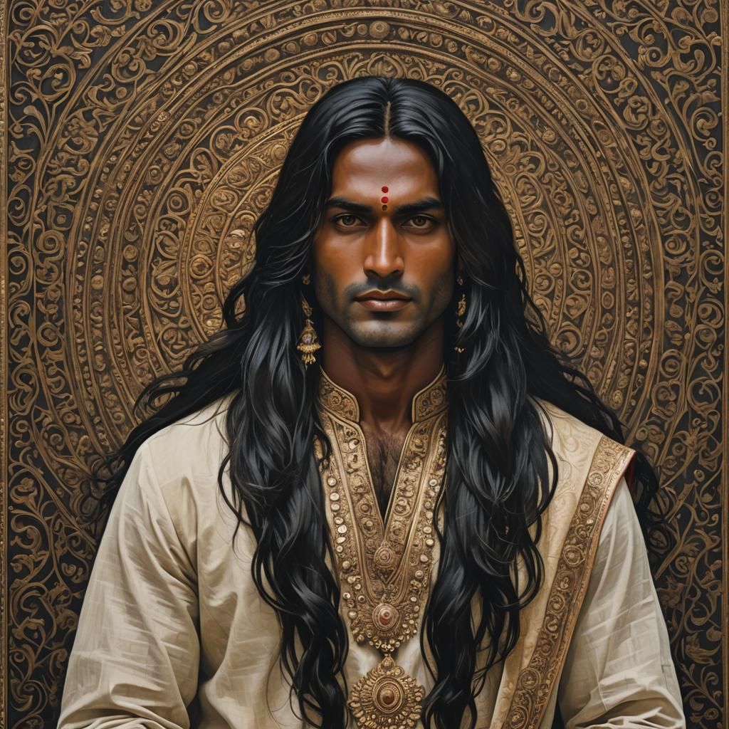 Portrait of a Dark-Skinned Hindu Man