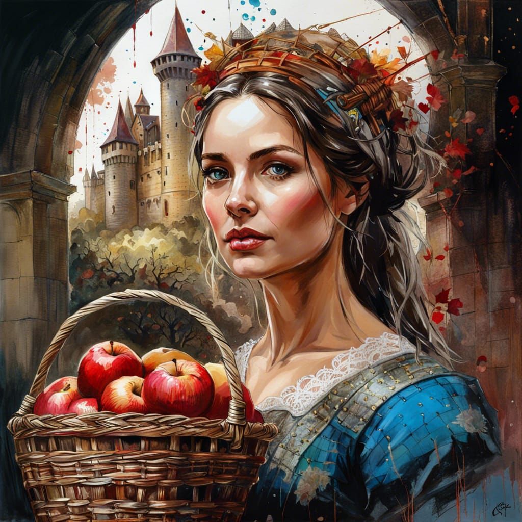 Portrait of a beautiful medieval maid