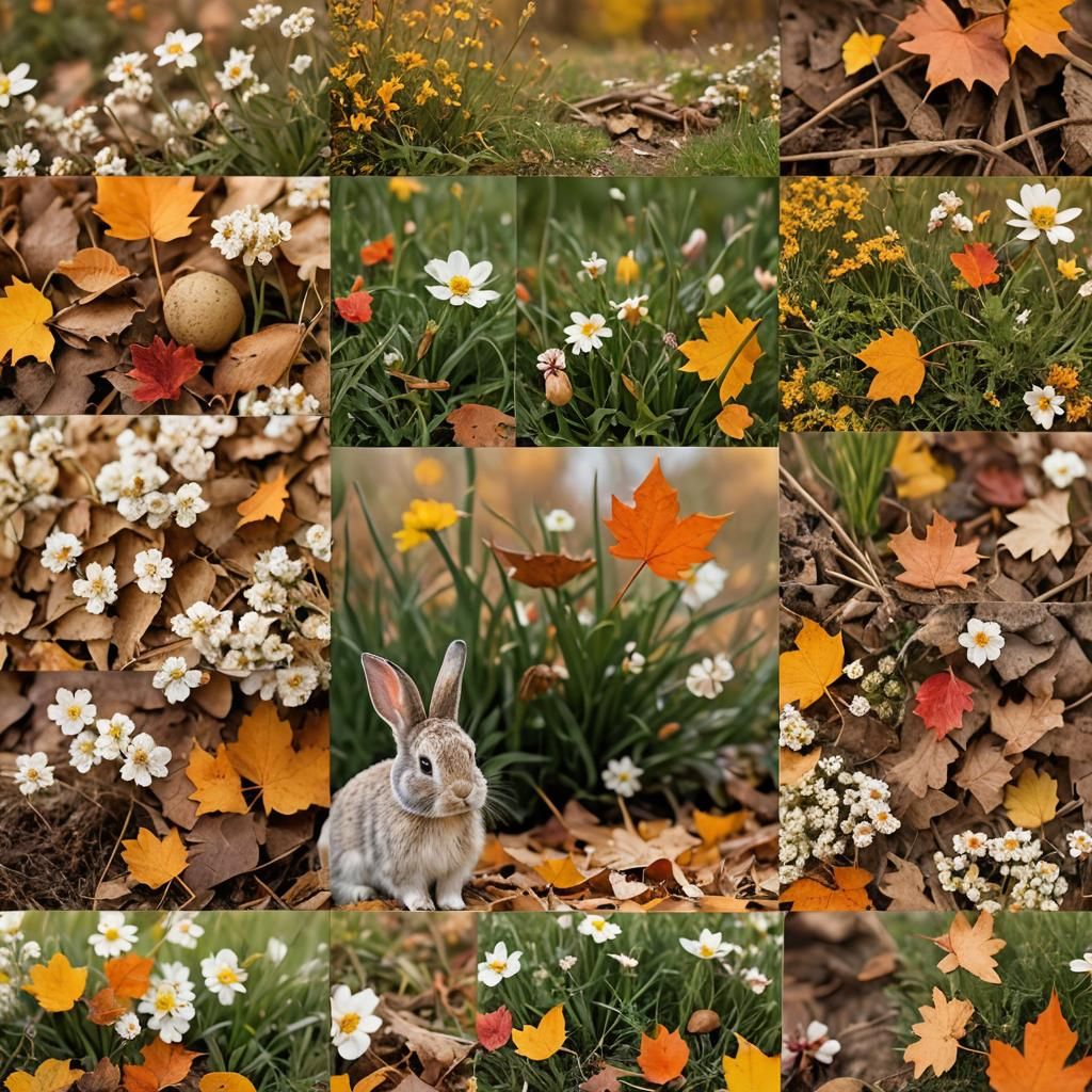 Bunny's Seasonal Journey: A Conceptual Photo Collage
