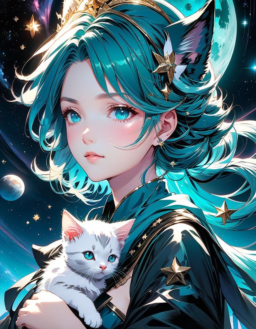 Princess and Kitten in Starry Sky, Manga Style
