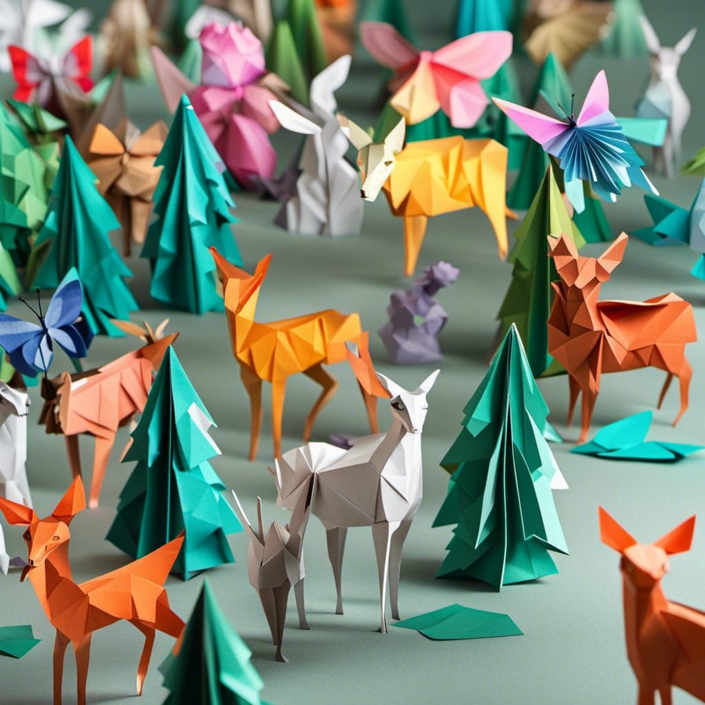 Enchanting Origami Forest with Paper Animals