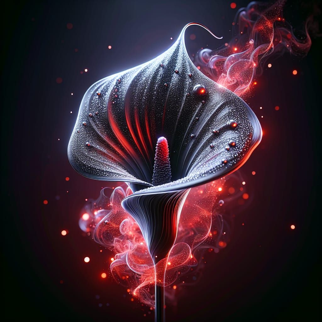 Electric Onyx Calla Lily in Black Light Art Style