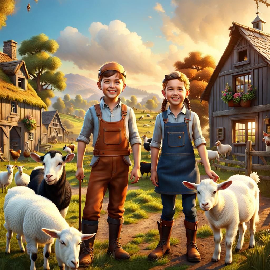 Next generation farmers: John and Paula with a few of the an...