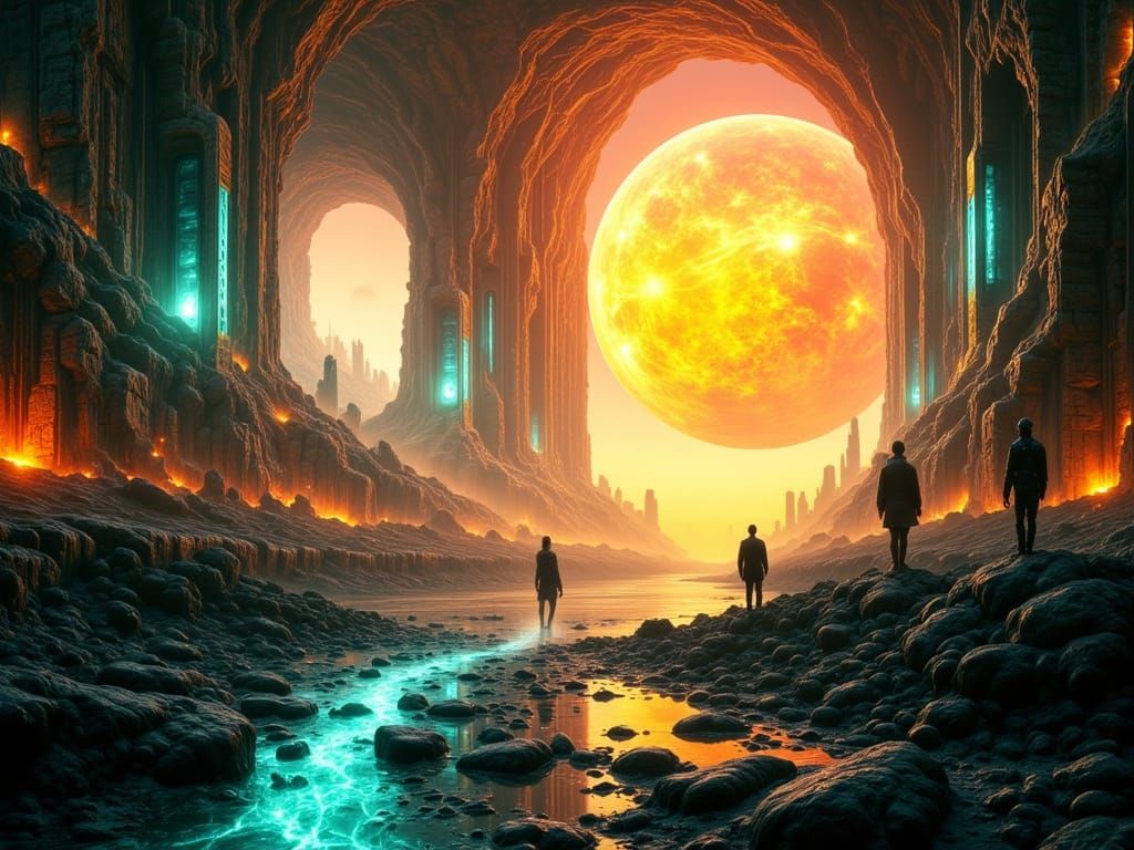 Epic Futuristic Cityscape Bathed in Binary Sunlight