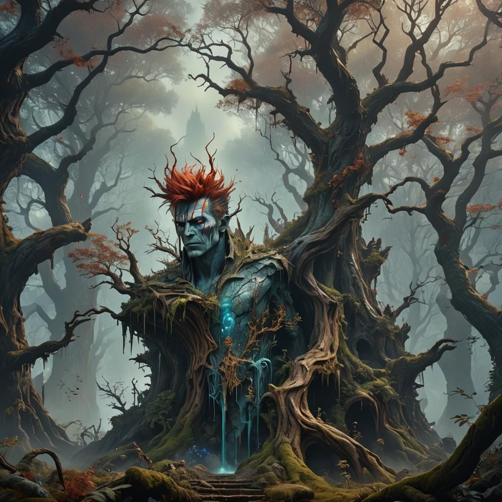 Mystical Figure with Tree: Digital Matte Painting