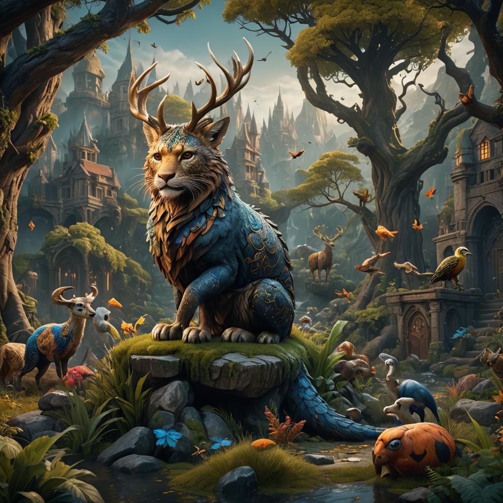 Fantastical Animal Magic in Detailed Matte Painting