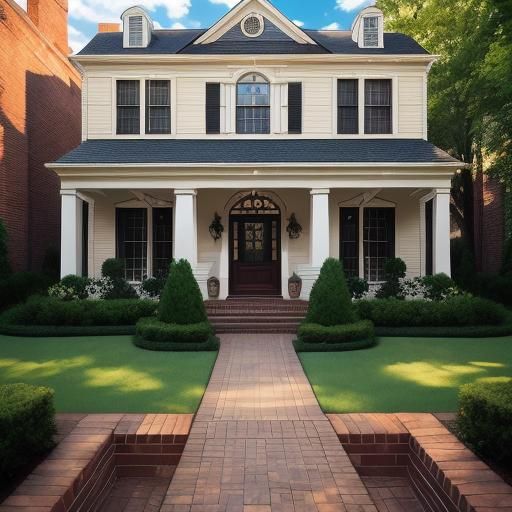 Warm Colonial House in Golden Hour