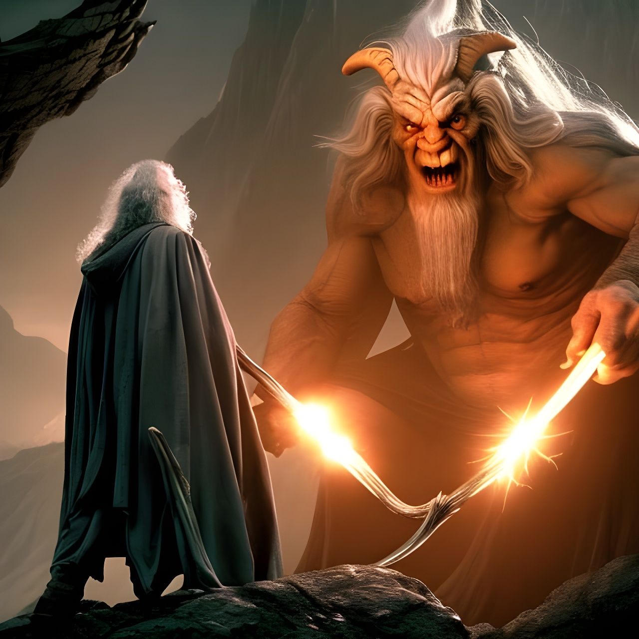 Balrog Confronts Gandalf in Epic Battle