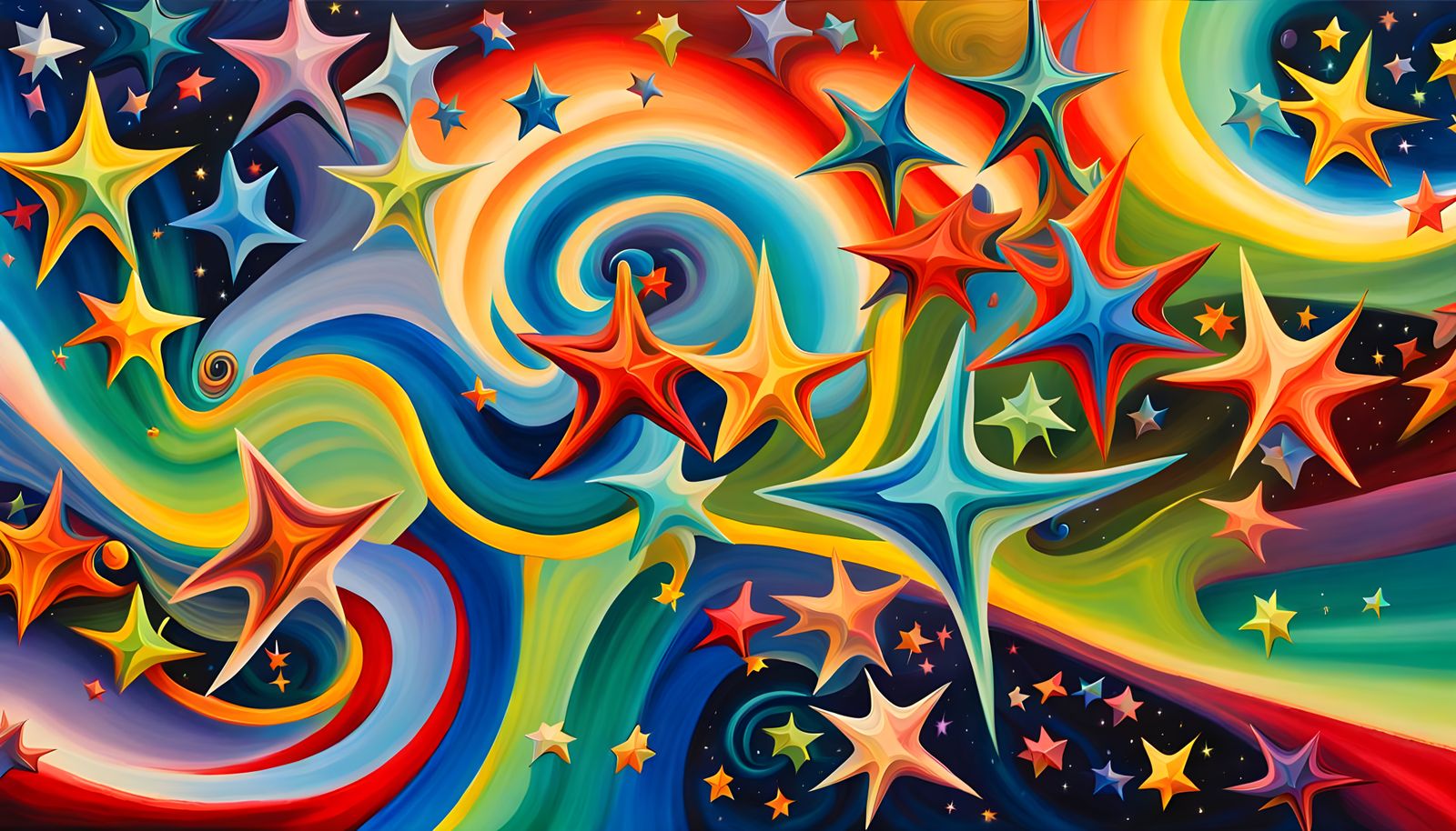 Cosmic Star Dance in Impasto Style
