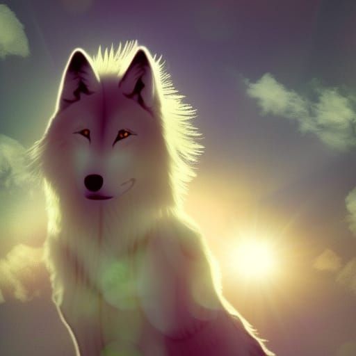 Ethereal Wolf Girl in Divine Sunlight