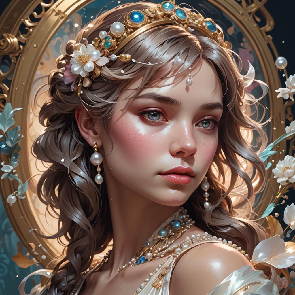 Hyperdetailed Portrait in Art Nouveau Style