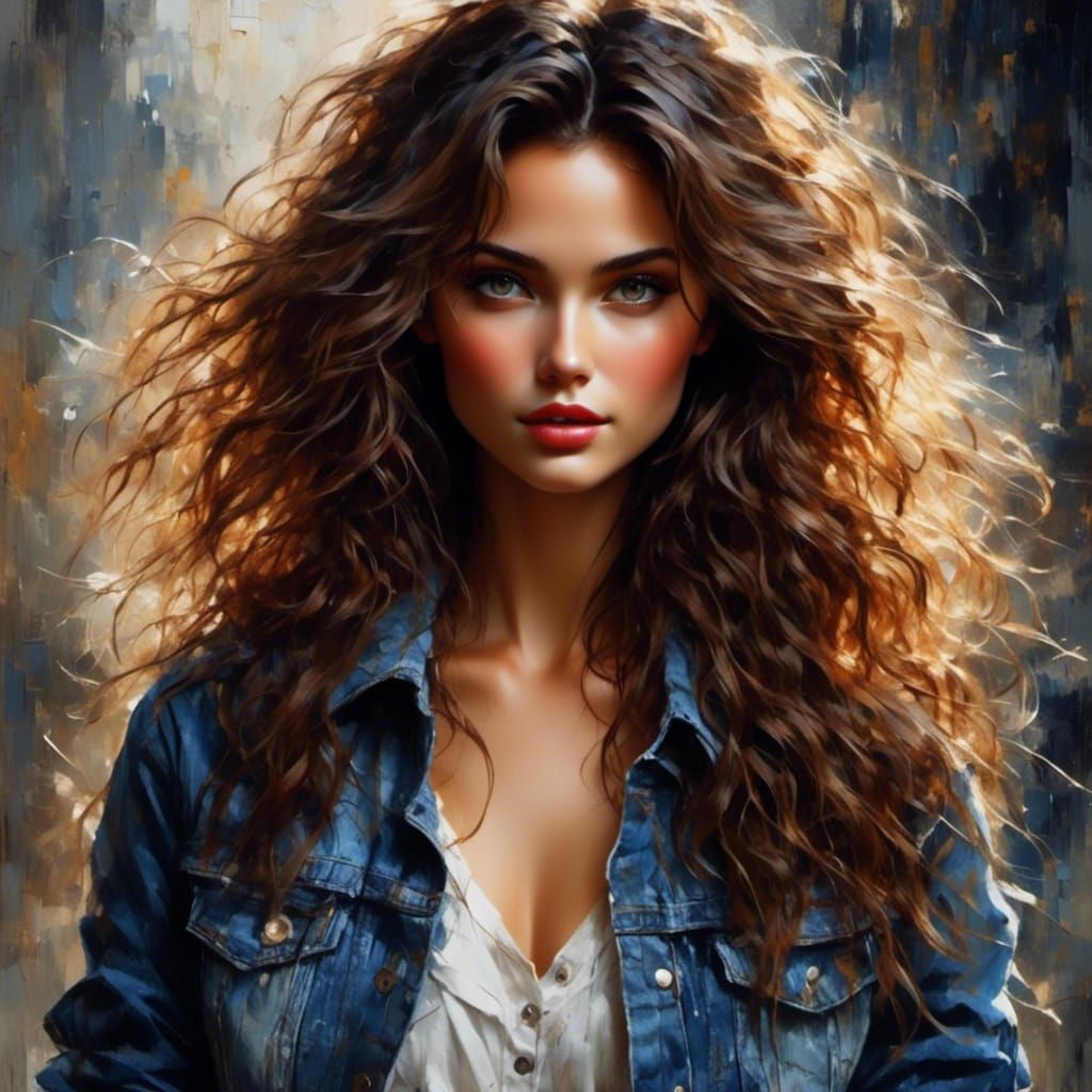 Portrait of Beautiful Woman with Brush Stroke Effects