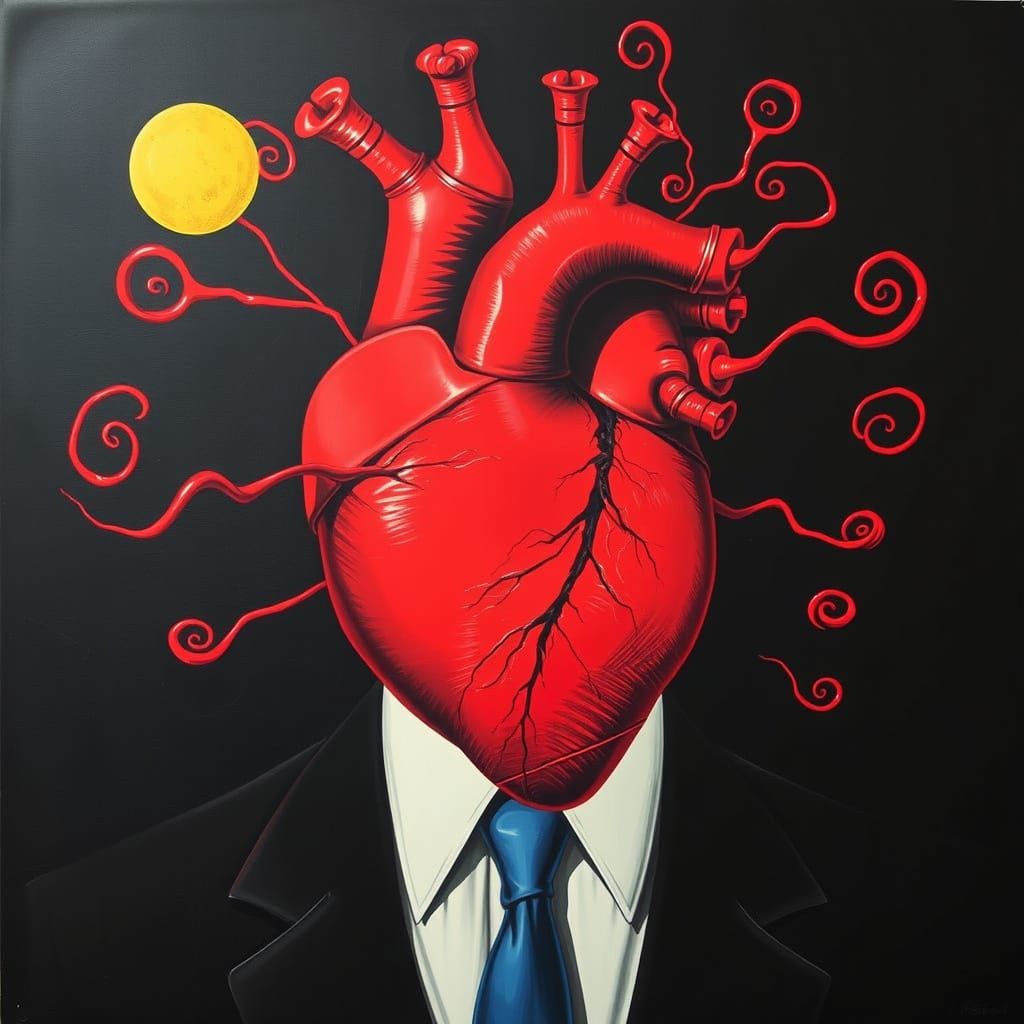 Surreal Pop Art Heart Attack in Dali Style