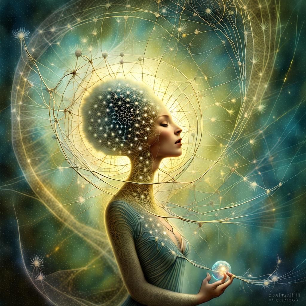 Climbing a Galactic DNA Seed Tendril: Surreal Digital Art