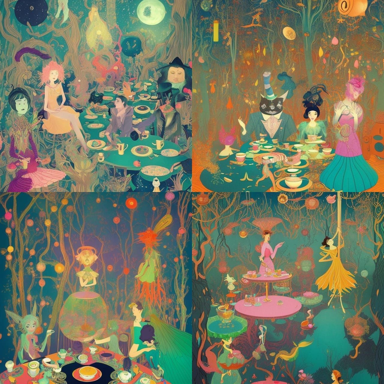 Surreal Fairy Tea Party Illustration