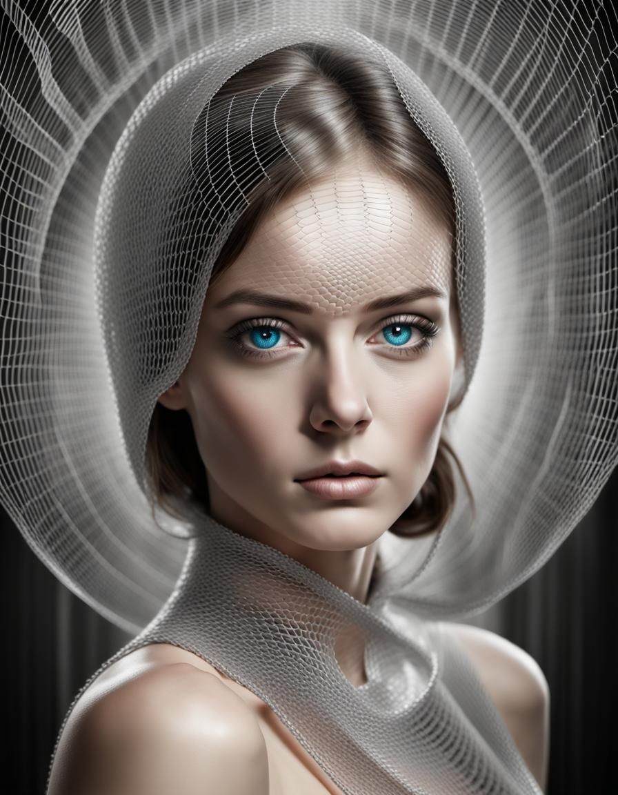 Grey Eyes in Shining Metallic 3D Net Art