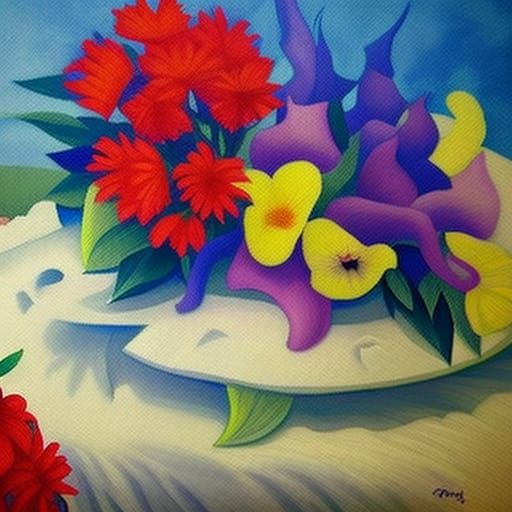 Hyperrealistic Floral Arrangement Oil Painting