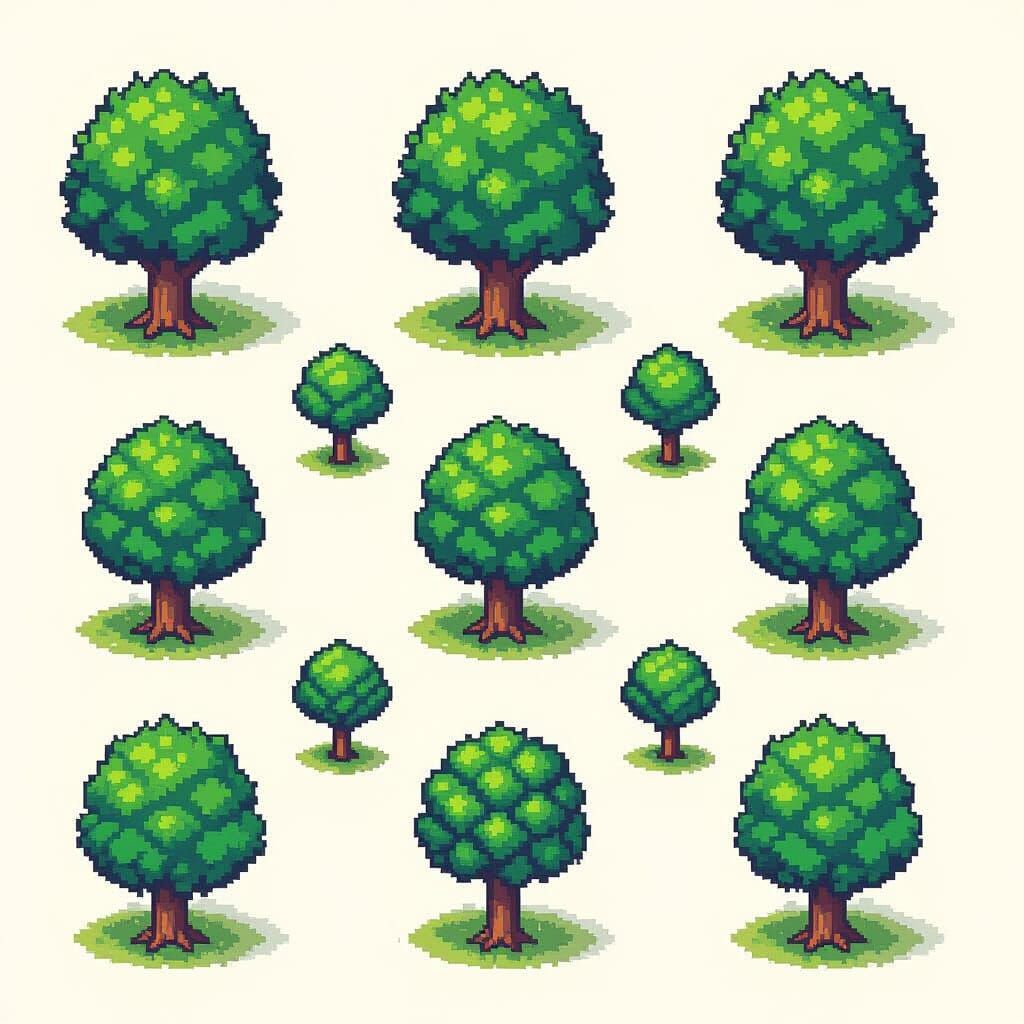 Top-Down Pixel Art Tree Sprite Sheet