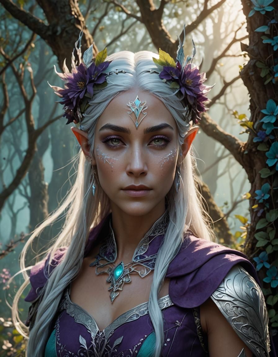 Half-Elven Girl Portrait in Fantasy Art Style