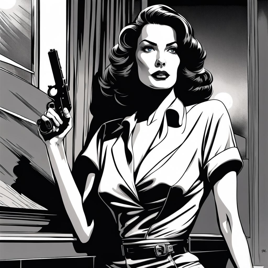 Teri Hatcher as 1940s Femme Fatale in Noir Style