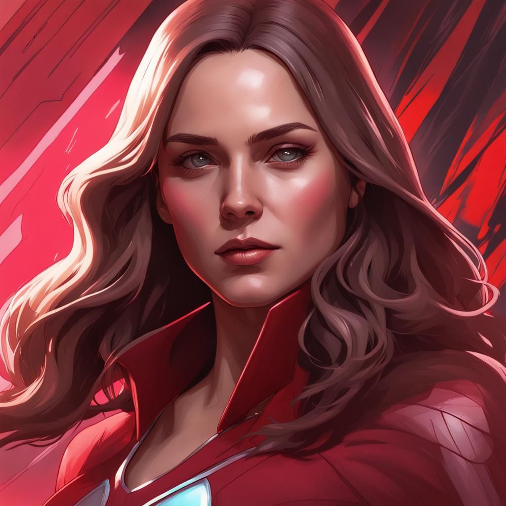 Wanda Maximoff Portrait in Hyperdetailed Style
