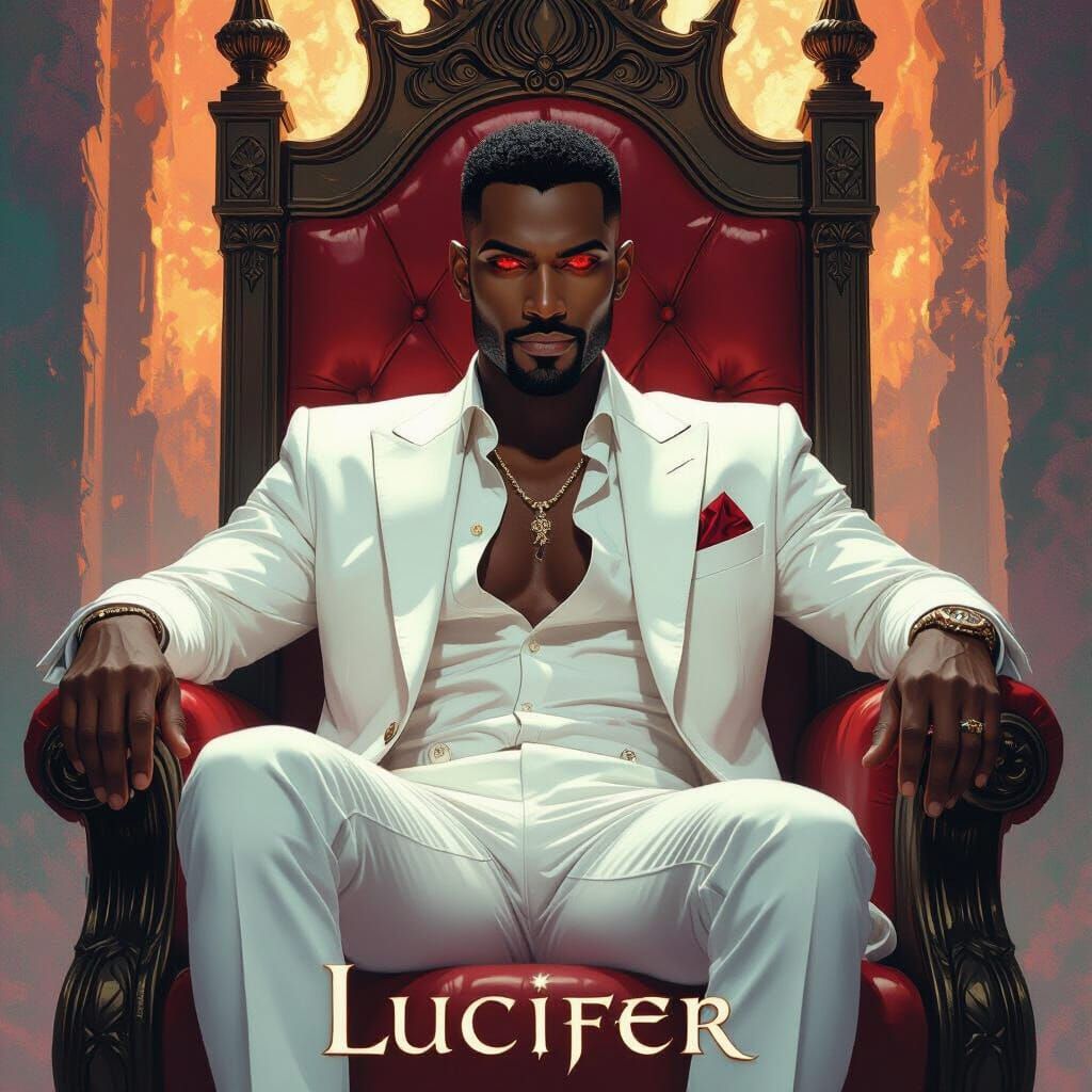 Lucifer Morningstar on Throne: Hyperrealistic Digital Art