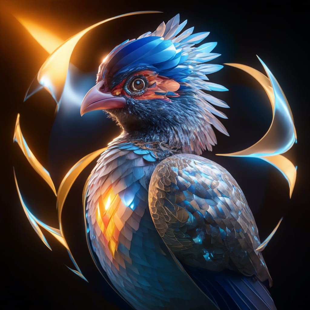 Sapphire Bird Portrait in Detailed Concept Art Style