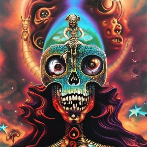 Zombie Devil Girl in Dystopian Wasteland