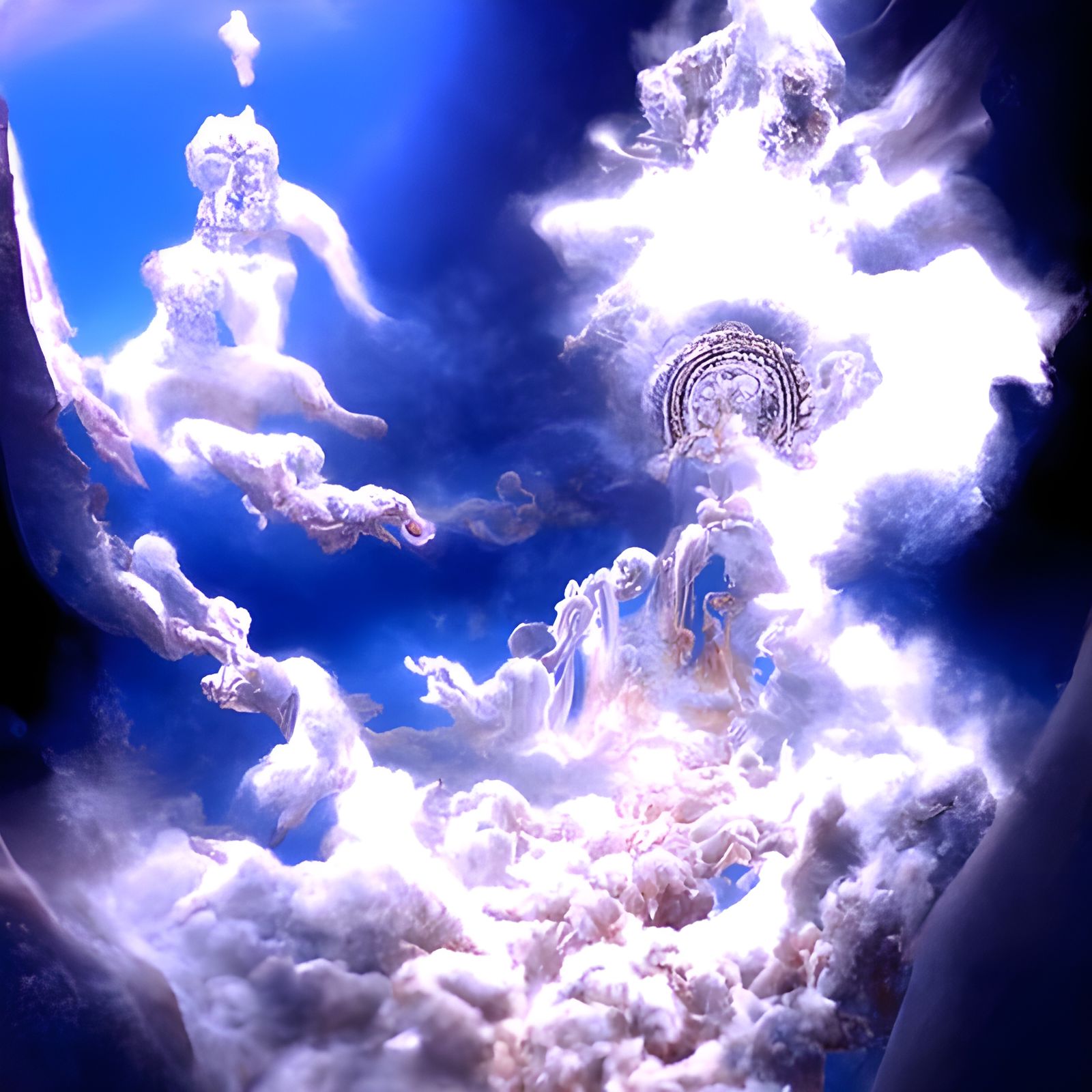 Divine Descent: Radiant Deities in Cosmic Splendor