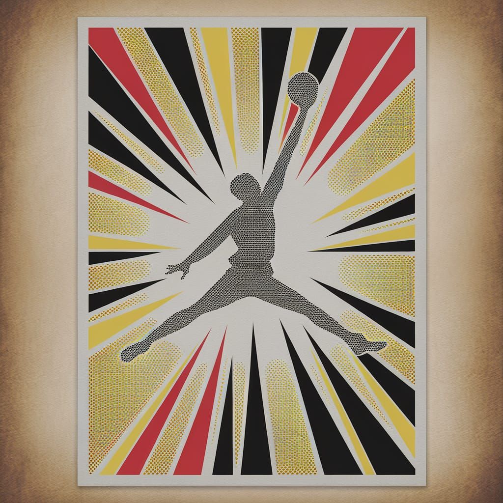 Pop Art Basketball Dunk Poster in Lichtenstein Style