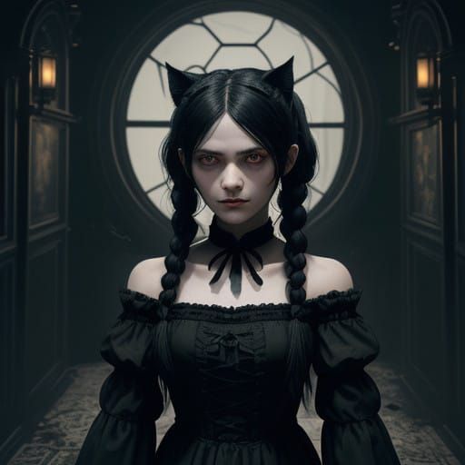 Young Girl in 3D Gothic Horror Core with Unsettling Aura