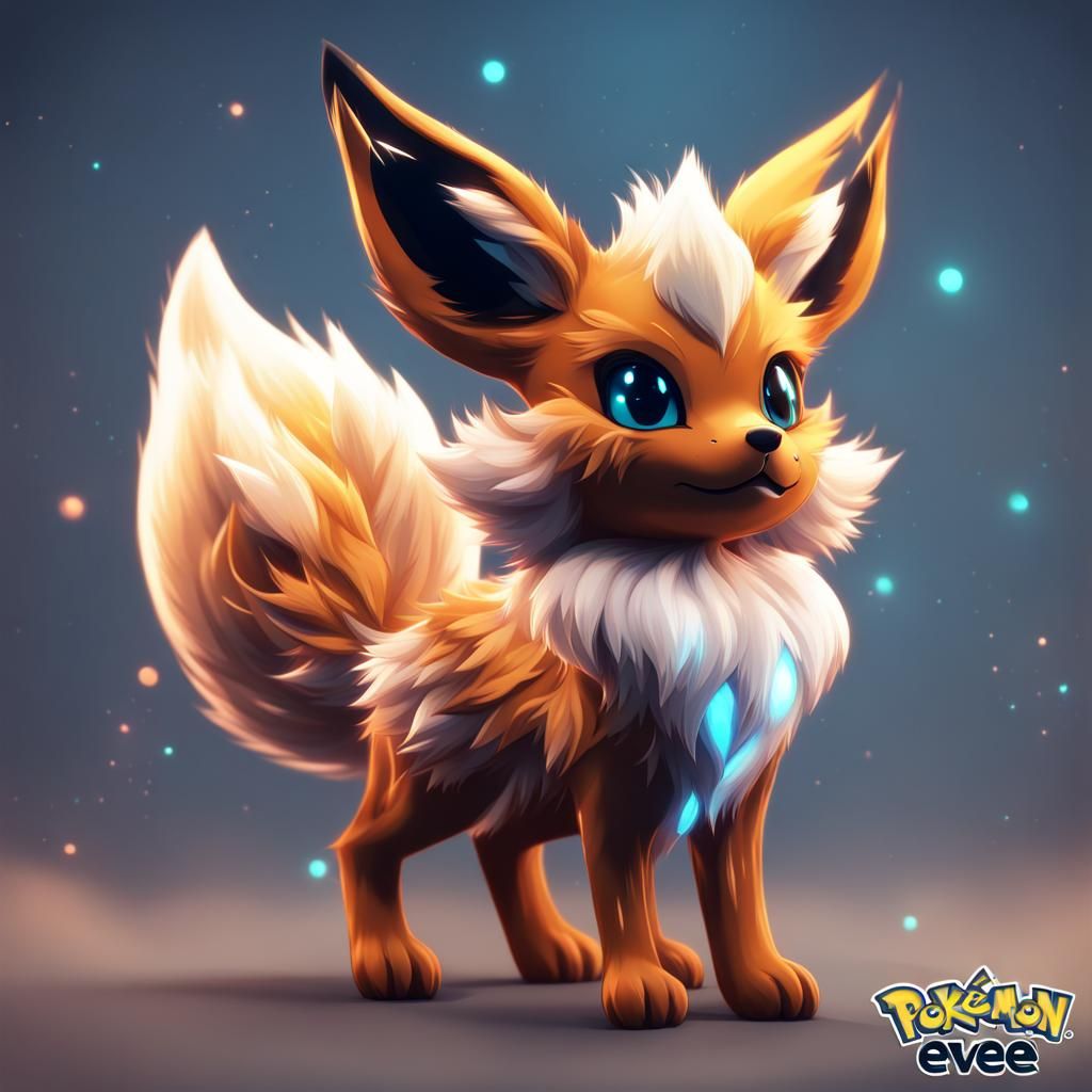 Cute Eevee Fox Fursona with Magical Glowing Patterns