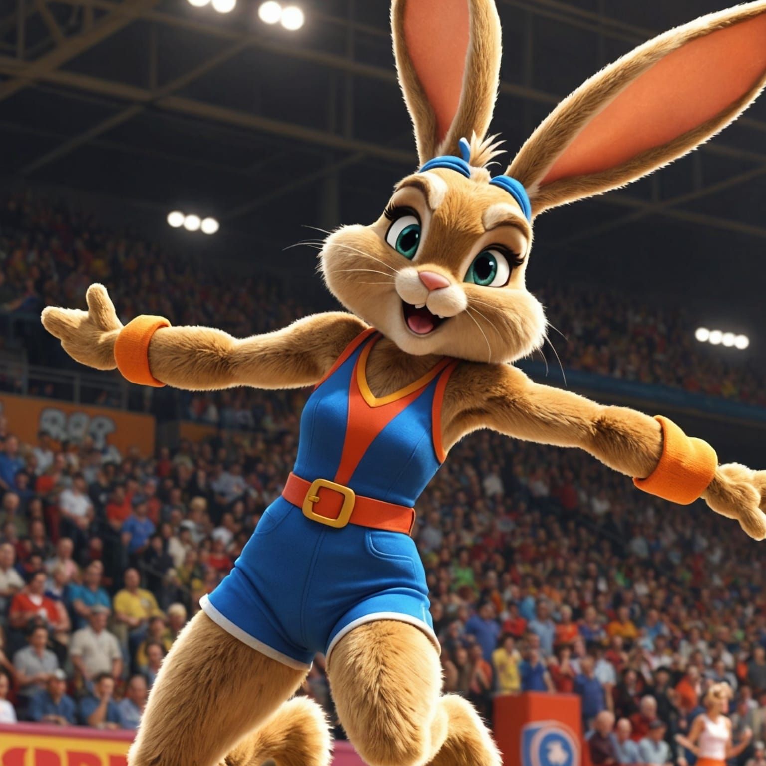 Cartoon Bunny Long Jump: Punk Style