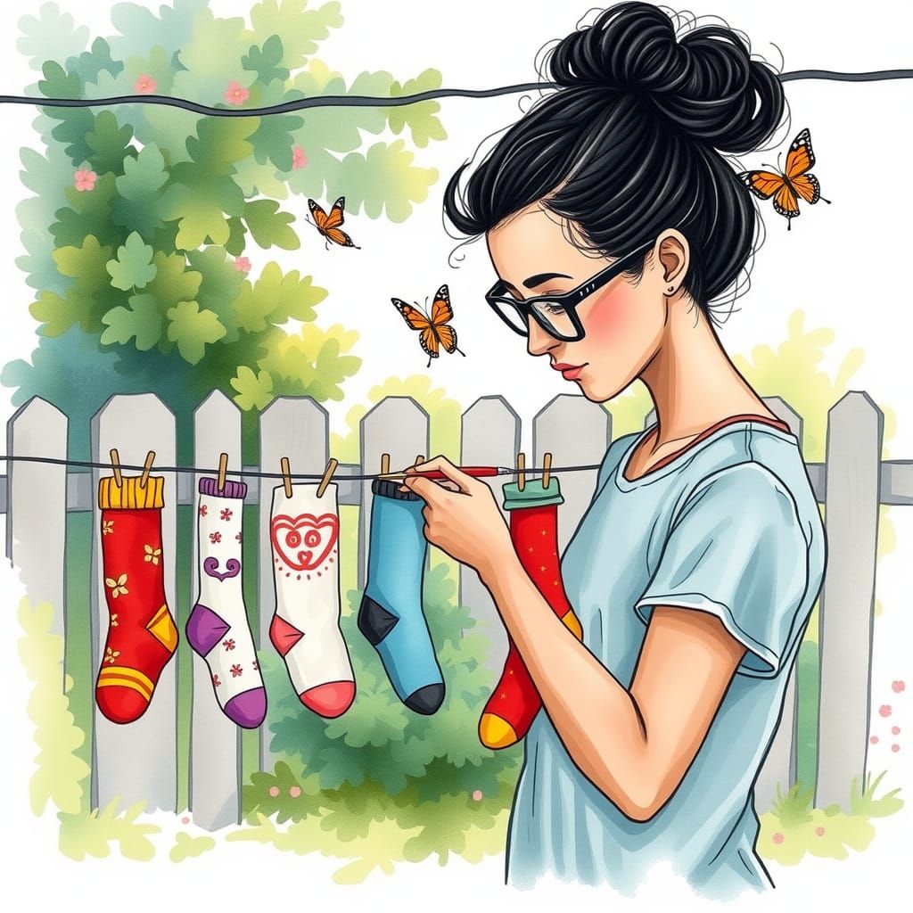 Painting Socks: Whimsical Ink and Watercolor Art