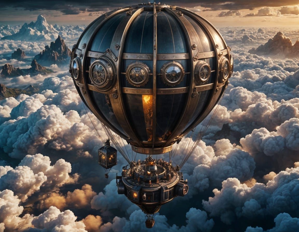 Steampunk Hot Air Balloon Dreamscape in Digital Art