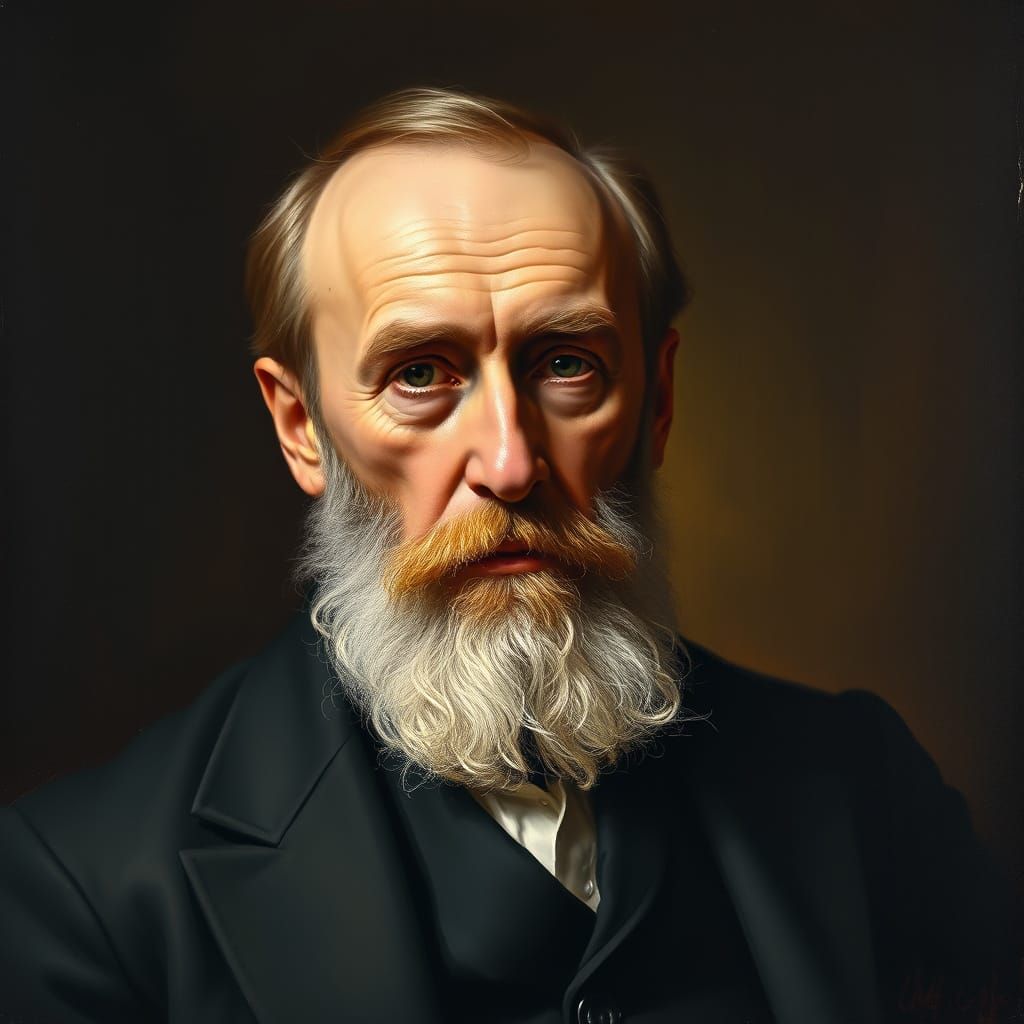 Alfred Nobel in Chiaroscuro Oil Painting