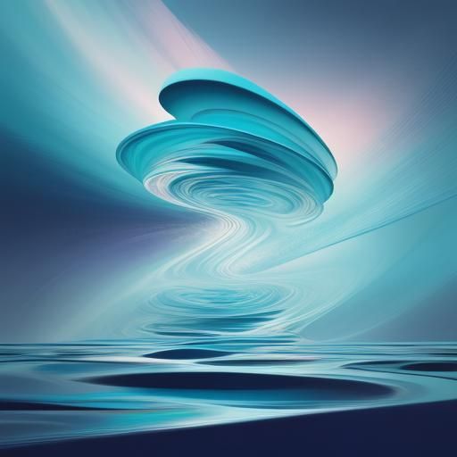 Dreamlike River Flowing Through Geometric Landscape